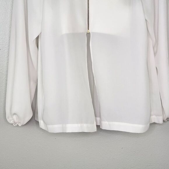 Robert Rodriguez White High Neck Chiffon Blouse with Built-in Halter Bra MED - Picture 8 of 12